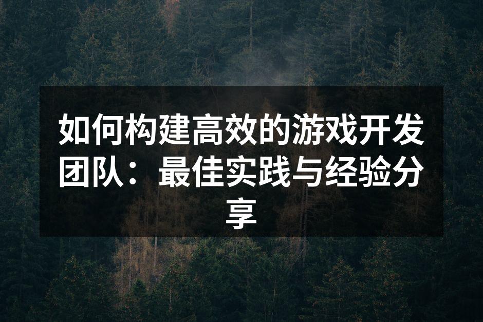高效游戏开发团队的多样性与专业性